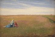 Michael Ancher A Summer Landscape with two Girls oil